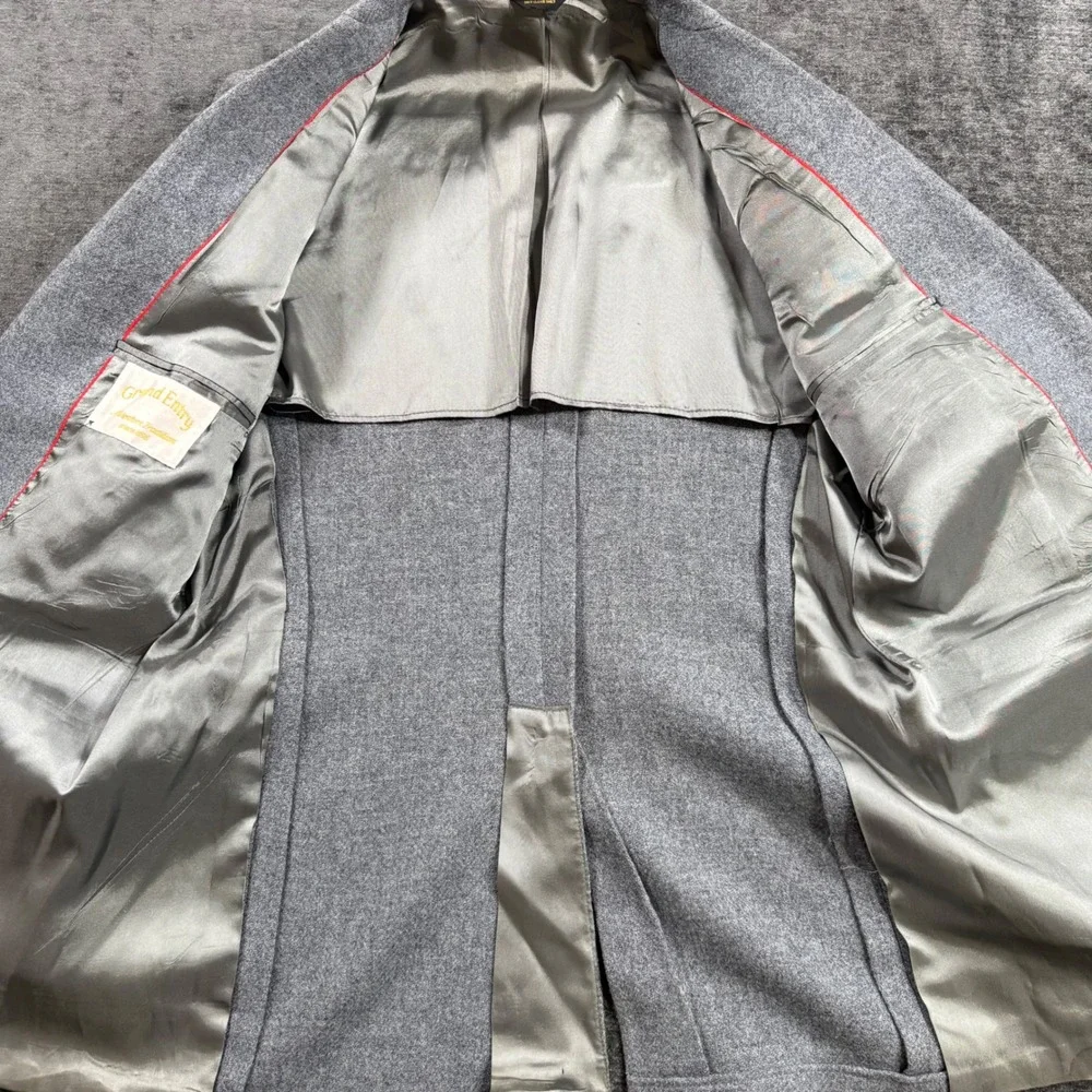 Vintage Grand Entry Men Western Blazer Grey Wool Cowboy Sport Coat Elbow Patches